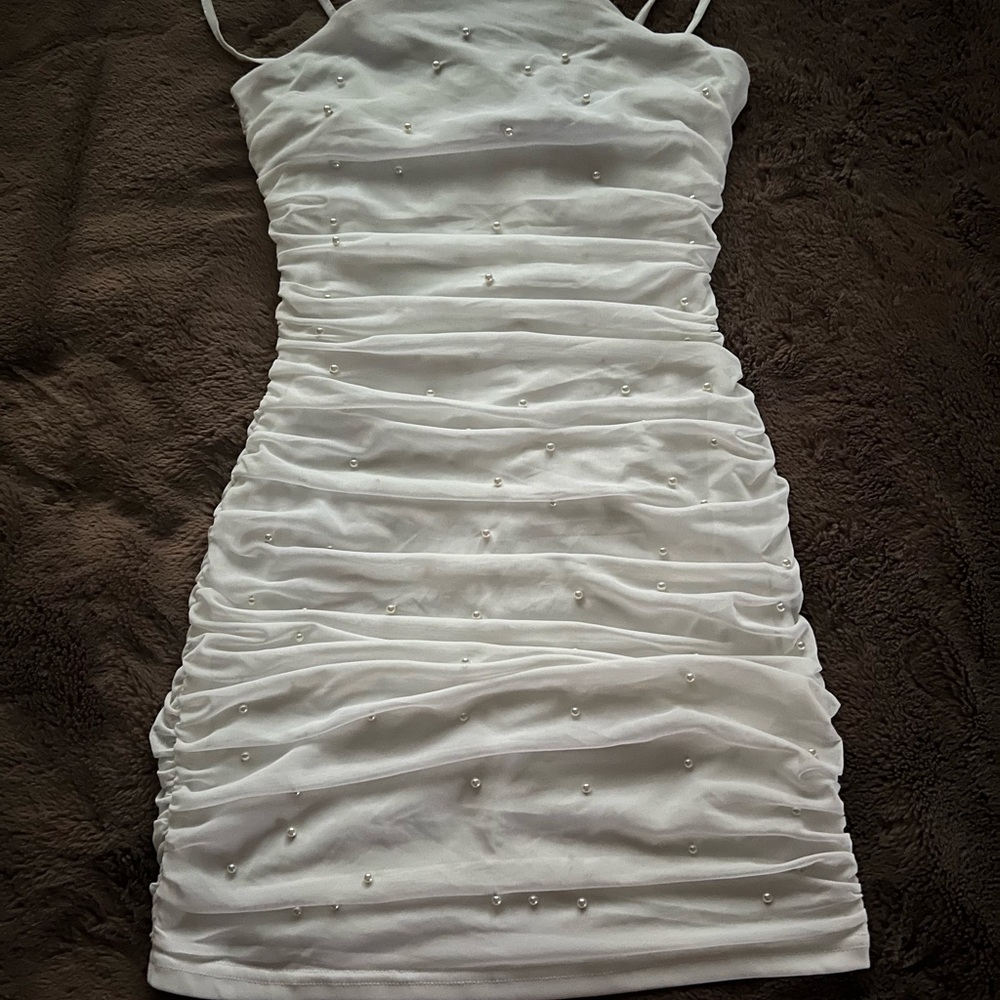 Papermoon White Bodycon Mini Dress Spaghetti Strap Cocktail